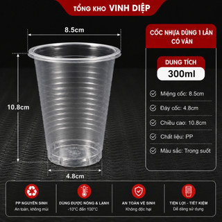 Cốc Nhựa Dùng 1 Lần Đủ Kích Cỡ +Nắp - Đựng Nước Uống Trà Sữa Canh Cháo Chịu nhiệt  Nóng Lạnh