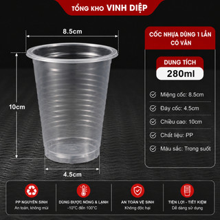 Cốc Nhựa Dùng 1 Lần Đủ Kích Cỡ +Nắp - Đựng Nước Uống Trà Sữa Canh Cháo Chịu nhiệt  Nóng Lạnh