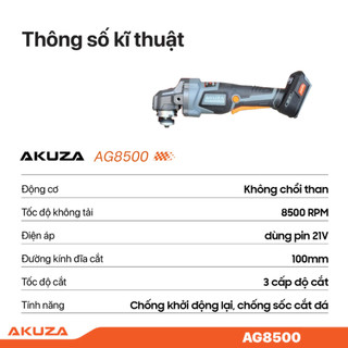 Máy Mài Pin AKUZA AG8500 – Động Cơ Không Chổi Than, Tốc Độ Cao 8500 Vòng/Phút