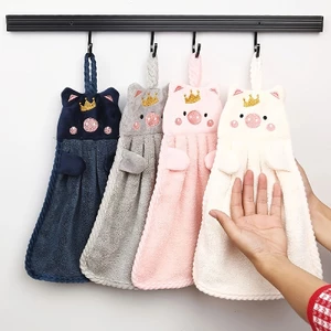 Khăn lau tay hình mặt heo dễ thương, thấm nước tốt treo nhà bếp tiện ích kích thước 35cmx25cmx8cm