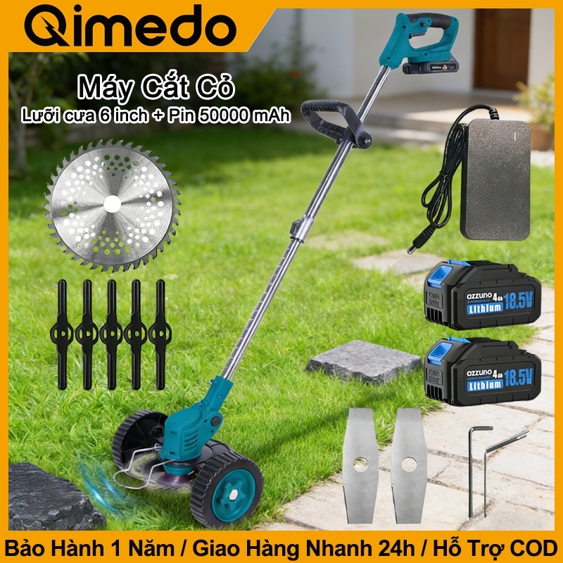 Máy Cắt Cỏ Pin ,21V Máy Cắt Cỏ điện,25000RPM Máy Cắt Cỏ Cầm Tay Có Bánh Xe Di Chuyển,Tặng 9 Lưỡi Cắt