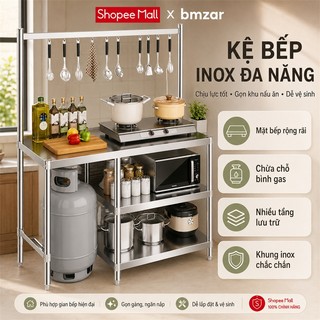 Kệ bếp gas inox Kệ Để Đồ nhà bếp inox cao cấp Kệ inox 3 tầng Có thể chịu được 300kg