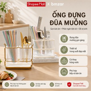 BMZAR Kệ để dao gắn tường Ống đựng đũa muỗng  Inox 304  khung kim loại có khay hứng nước phong cách Bắc Âu