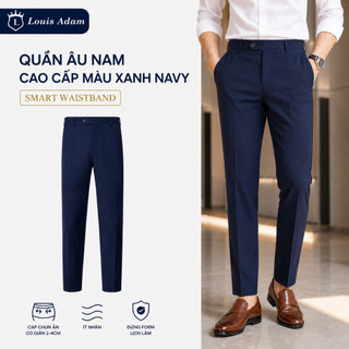 [CHÍNH HÃNG] Quần Âu Nam Màu Xanh Navy LOUIS ADAM - Quần Tây Nam Regular Fit, Cạp Chun Ẩn Co Giãn, Chống Nhăn