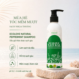 Dầu gội thảo dược mềm mượt sạch gàu Ecolove Natural Peppermint Shampoo 1000ml