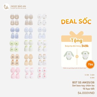 M&B (0-3M) Set bao tay chân bo cho bé sơ sinh chất cotton mềm mịn bảo vệ bé không bị ngấn da.
