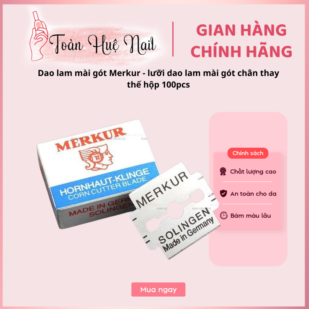 Dao lam mài gót Merkur - lưỡi dao lam mài gót chân thay thế hộp 100pcs