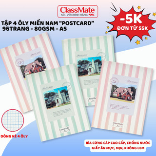 Tập 4 ôly A5 Classmate BST "Postcard" 80gsm Giấy Ăn Mực, Không Bị Thấm, Tập Học Sinh 96 Trang Bìa Cao Cấp Chống Nước