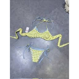 (sẵn mút )•HN• Hoả tốc Bikini Polka Sweet 2 Mảnh – Đồ Bơi Nữ Chấm Bi Phối Màu, Quần Buộc Dây Sexy Đi Biển.