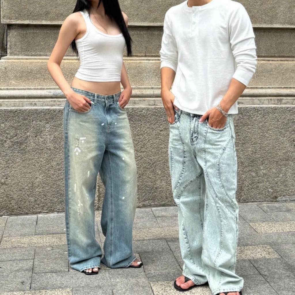 BadChoices | Quần jeans suông viền CURVE JEANS phong cách Menswear