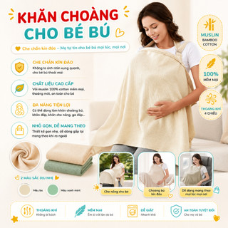 Khăn Choàng Cho Bé Bú Coniu, Chất Liệu Vải Muslin Cao Cấp Mềm Mại Thoáng Khí và Độ Bền Cao