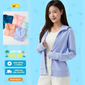 Áo chống nắng nữ YODY khoác dáng ngắn vải dày dặn, ngăn tia UV, có mũ WCSJ26A002