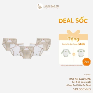 M&B (0-3M) Combo 5 tã vải dán sơ sinh cotton mềm mịn, thoáng mát an toàn cho da bé dễ mặc tiện lợi