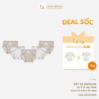 M&B (0-3M) Combo 5 tã vải dán sơ sinh cotton mềm mịn, thoáng mát an toàn cho da bé dễ mặc tiện lợi