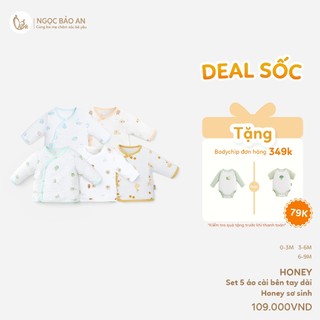 Honey (0-9M) Combo 5 áo sơ sinh chất cotton thoáng mát, mang lại cảm giác dễ chịu cho bé.
