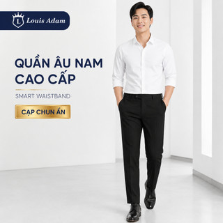[Chính Hãng] Quần Âu Nam Cao Cấp Màu Đen Louis Adam - Chống Nhăn, Nhanh Khô, Cạp Chun Ẩn, Regular Fit