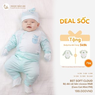 M&B (0-24M) Bộ quần áo dài tay cài bên Viscose 4 chiều mềm mịn, thoáng mát cho bé sơ sinh.