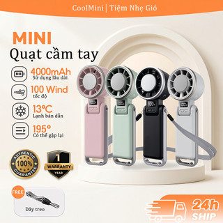 Quạt cầm tay gập 195 độ siêu bền mini đặt bàn pin sạc lâu ngày gió êm tĩnh di động văn phòng du lịch