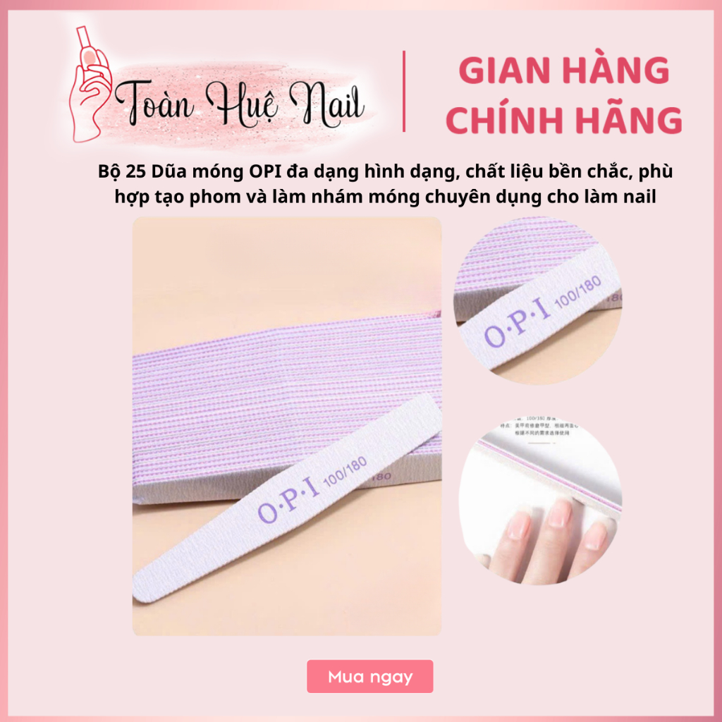 Bộ 25 Dũa móng OPI đa dạng hình dạng, chất liệu bền chắc, phù hợp tạo phom và làm nhám móng chuyên dụng cho làm nail