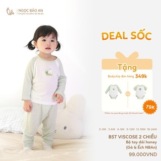 Honey (0-24M) Bộ quần áo dài tay chất Rayon mềm mịn, thoáng mát thấm hút mồ hôi tốt cho da bé.