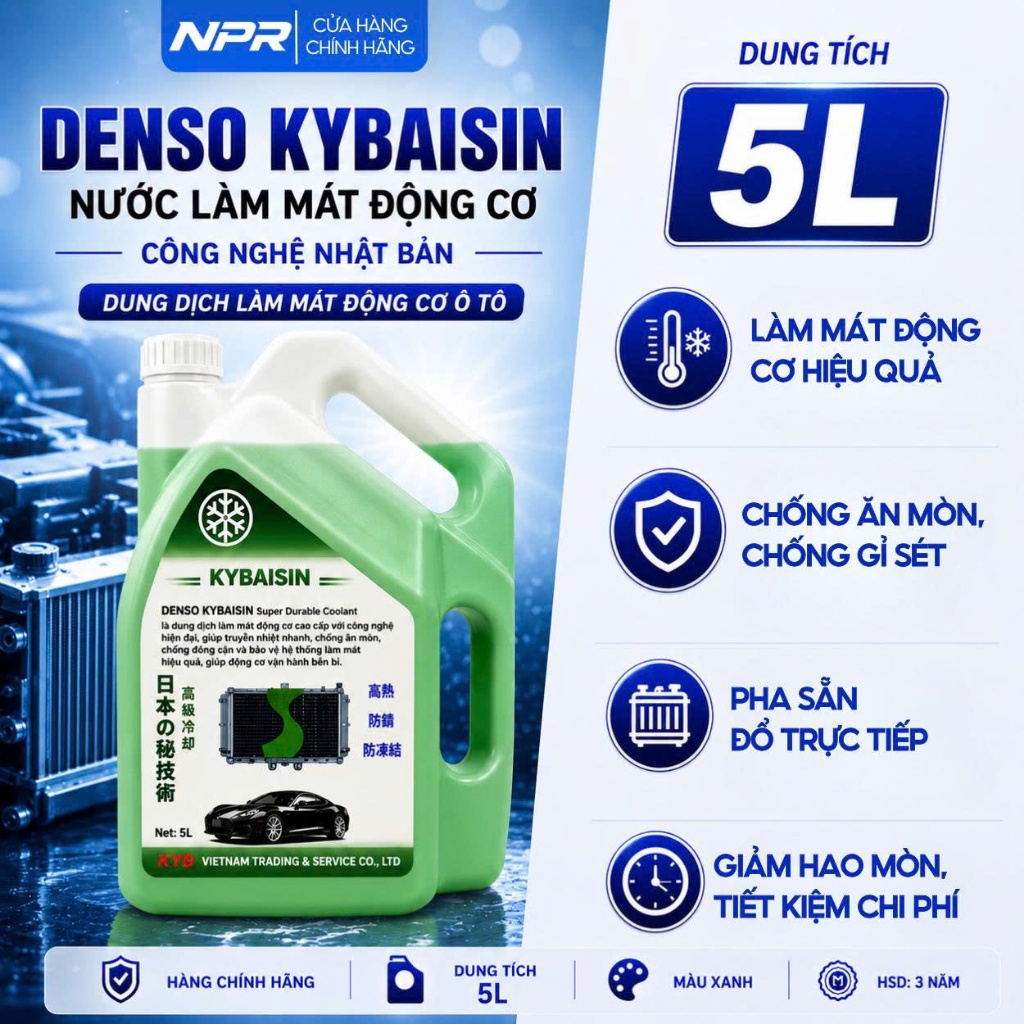 Nước làm mát ô tô, Nước mát ô tô màu xanh đỏ DENSO KYBAISIN