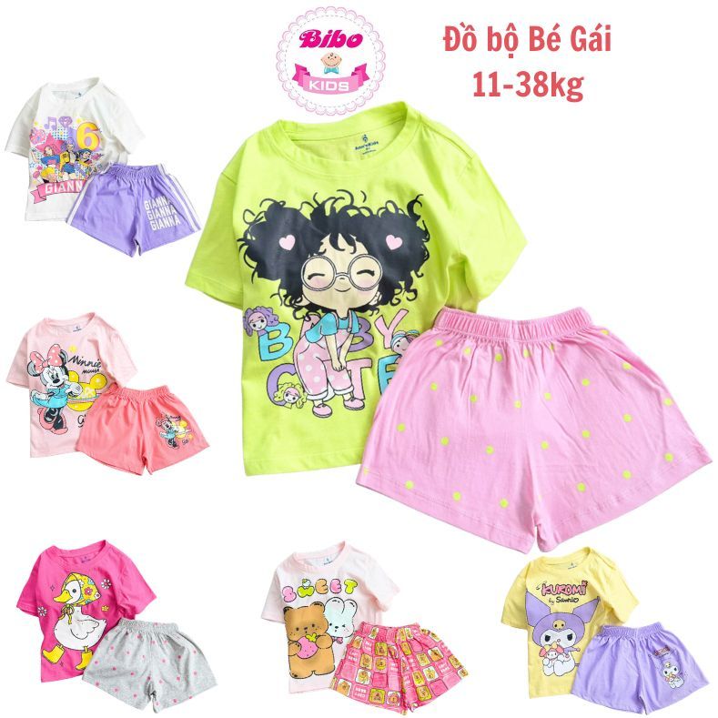 [11-40kg]Đồ Bộ bé gái size đại chất thun cotton mềm mịn mát in hình siêu xinh, Set đồ bộ cho bé gái mặc nhà-đi chơi