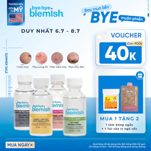 Chấm Mụn 2 Lớp Giảm Mụn Nhanh Sau 1 Đêm Bye Bye Blemish Drying Lotion 30ml Cho Tất Cả Loại Mụn