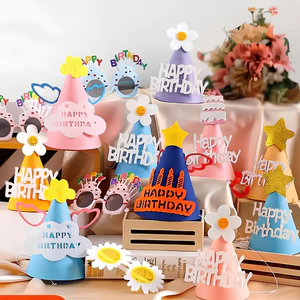 Mũ Sinh Nhật 3D Phong Cách Hàn Quốc, Mũ Dạ Happy Birthday Trí Sinh Nhật Trẻ Em, Người Lớn Dễ Thương