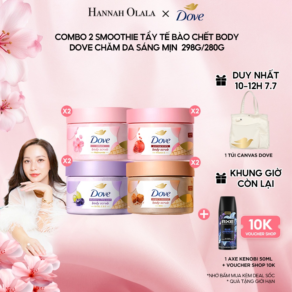 [HANNAH LIVESTREAM] Combo 2 Smoothie Tẩy Tế Bào Chết Body Dove Chăm Da Sáng Mịn 298g/280g
