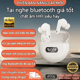 Tai nghe silicone không dây Bluetooth, màn hình hiển thị LED, micrô tích hợp, điều khiển cảm ứng vân tay