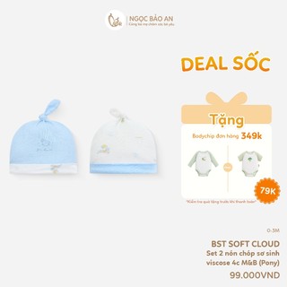 M&B (0M-12M) Combo 2 nón chóp sơ sinh chất Viscose co giãn 4 chiều bảo vệ giữ ấm đầu cho bé.