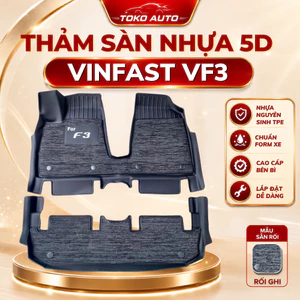 Thảm lót sàn Vinfast VF3 sàn NHỰA 5D TPE đúc vừa khít theo form xe,Sàn 5D CÓ TRÀN VIỀN SẴN RỐI Mẫu TL