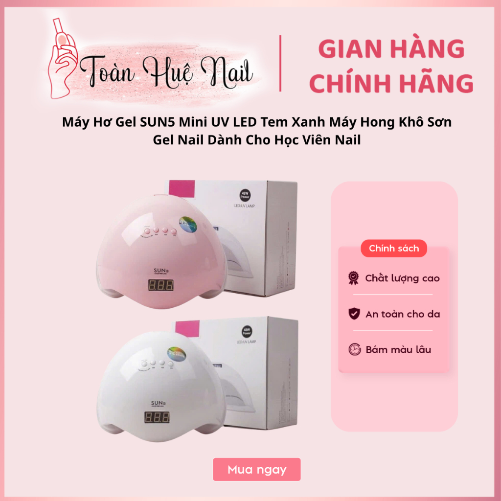 Máy Hơ Gel SUN5 Mini UV LED Tem Xanh Máy Hong Khô Sơn Gel Nail Dành Cho Học Viên Nail