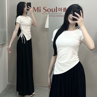 Áo Thun Khoét Bên Eo Vạt Nhọn Chất Cotton BigSize, Áo Cộc Tay Rút Eo Dây MiSoul 200