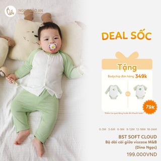 M&B (0-24M) Bộ quần áo dài tay cài giữa Viscose co giãn 4 chiều mềm mịn, thoáng mát cho bé sơ sinh.