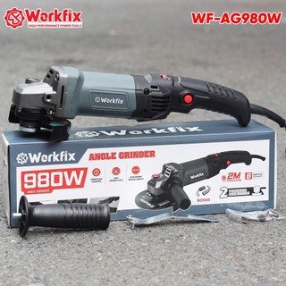 Máy mài góc chạy điện Workfix WF-AG980W công suất 980W - Máy cắt cầm tay điều tốc 6 cấp độ dùng đá 100mm cốt M10