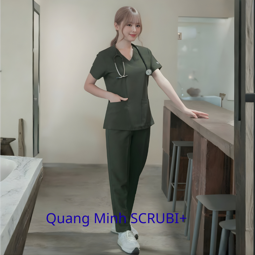 Bộ Scrubs bác sĩ Nhiều màu , đồng phục Spa vải Lon Co Giãn