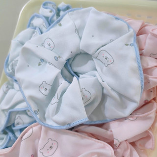 Scrunchies buộc tóc họa tiết gấu giữ tóc chắc, phụ kiện buộc tóc hằng ngày