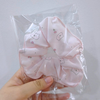 Scrunchies buộc tóc họa tiết gấu giữ tóc chắc, phụ kiện buộc tóc hằng ngày