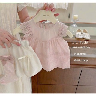[B&G] Sét váy áo ren hồng pastel phối quần bí trắng xinh xắn dễ thương cho bé gái đi học, đi chơi