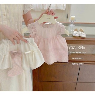 [B&G] Sét váy áo ren hồng pastel phối quần bí trắng xinh xắn dễ thương cho bé gái đi học, đi chơi
