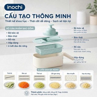 Bộ Nạo Cắt Rau Củ Inochi: Đa Năng, Tiện Lợi, Cao Cấp - Biến Hóa Món Ăn (6 Lưỡi Dao)