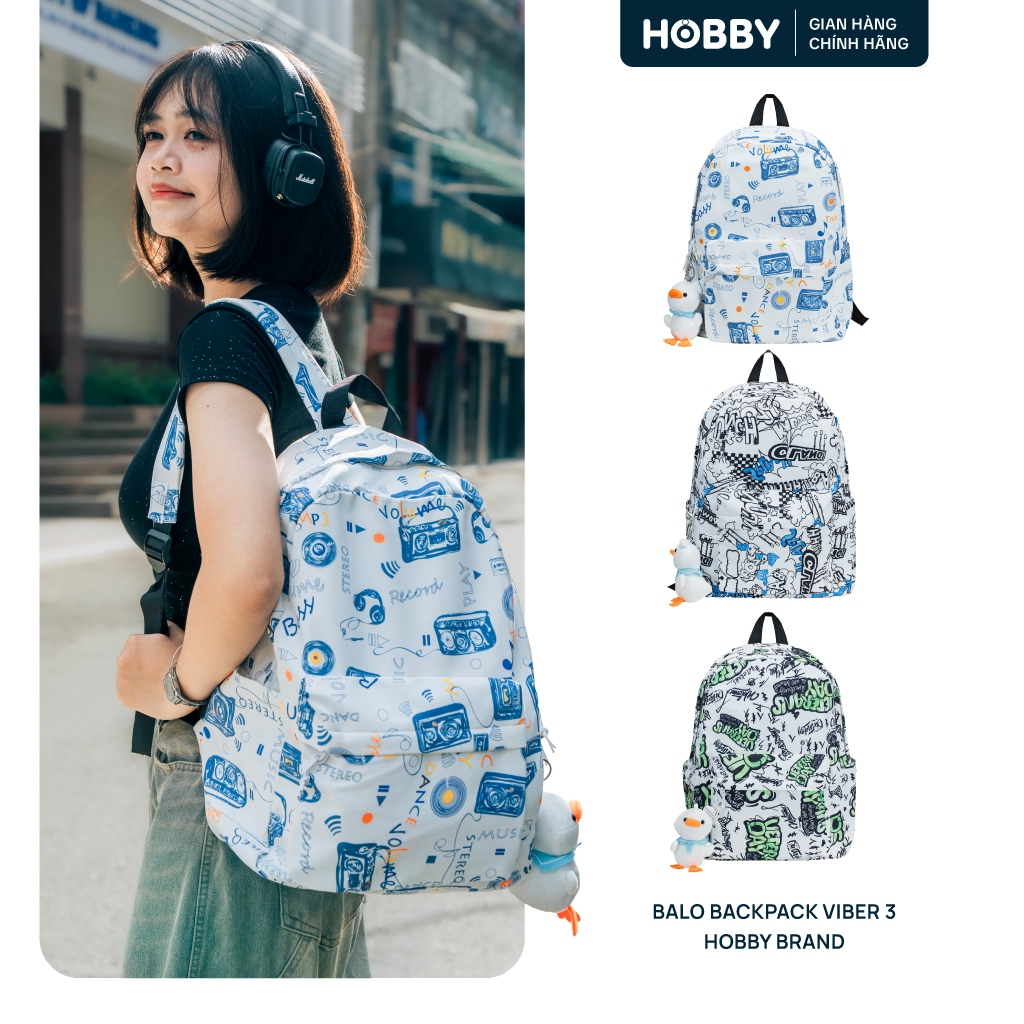 Balo Graffiti Viber 3 Hobby Brand - Chống thấm nước, có thể giặt máy siêu nhẹ, đựng Laptop 15.6 Inh [739]