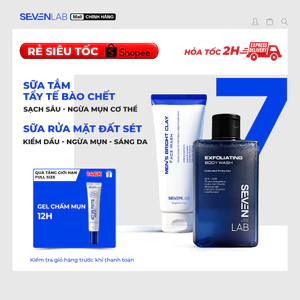 Combo sữa rửa mặt ngừa mụn và sữa tắm tẩy tế bào chết nam giới SEVENLAB giúp sáng da, ngừa mụn, cải thiện làn da