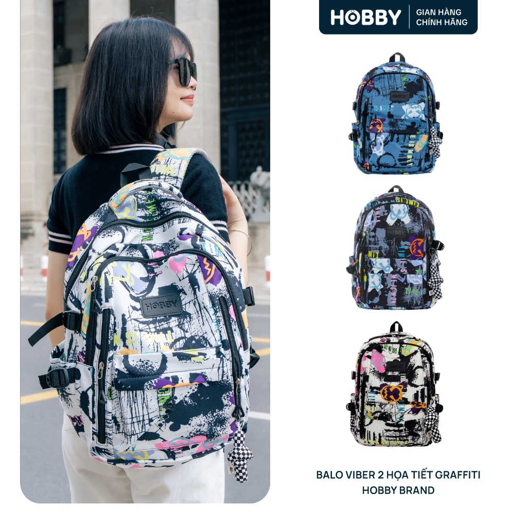 Balo Viber 2 Họa Tiết Graffiti Đường Phố [615] Hobby Brand - Thời Trang Cá Tính Chống Thấm Nước Tiện LợiKT: 44x30x13cm