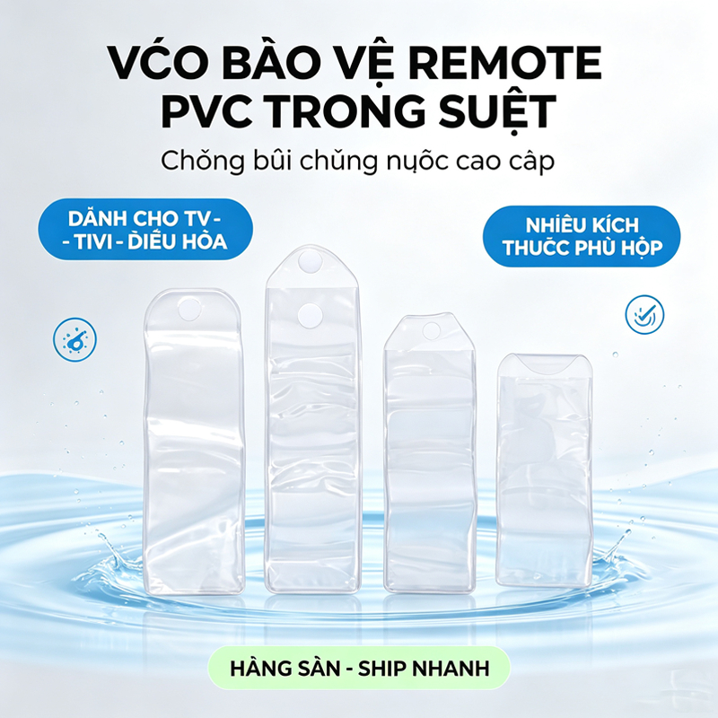 Vỏ Bảo Vệ Điều Khiển TV Tivi Điều Hòa Bằng PVC Trong Suốt Túi Bọc Remote Chống Bụi Chống Nước Cao Cấp Tiện Lợi