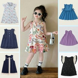 Váy Cho Bé Gái, BST Váy Sát Nách Bé Gái Phong Cách Tiểu Thư Mặc Thường Ngày Chất Liệu Cotton