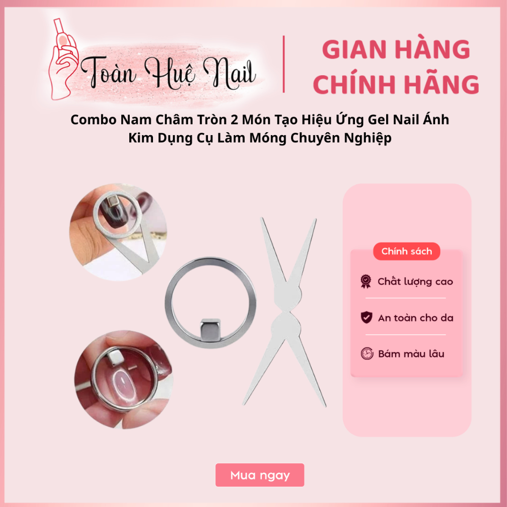 Combo Nam Châm Tròn 2 Món Tạo Hiệu Ứng Gel Nail Ánh Kim Dụng Cụ Làm Móng Chuyên Nghiệp