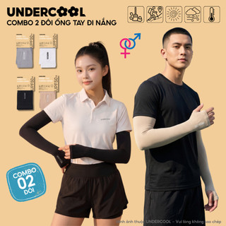 Combo 2 Đôi Găng - Ống Tay Chống Nắng UNDERCOOL Xỏ Ngón Nam Nữ, Ống Tay Thun Lạnh Bó Cơ Chống Tia UV UPF50+ OT09 - CB2