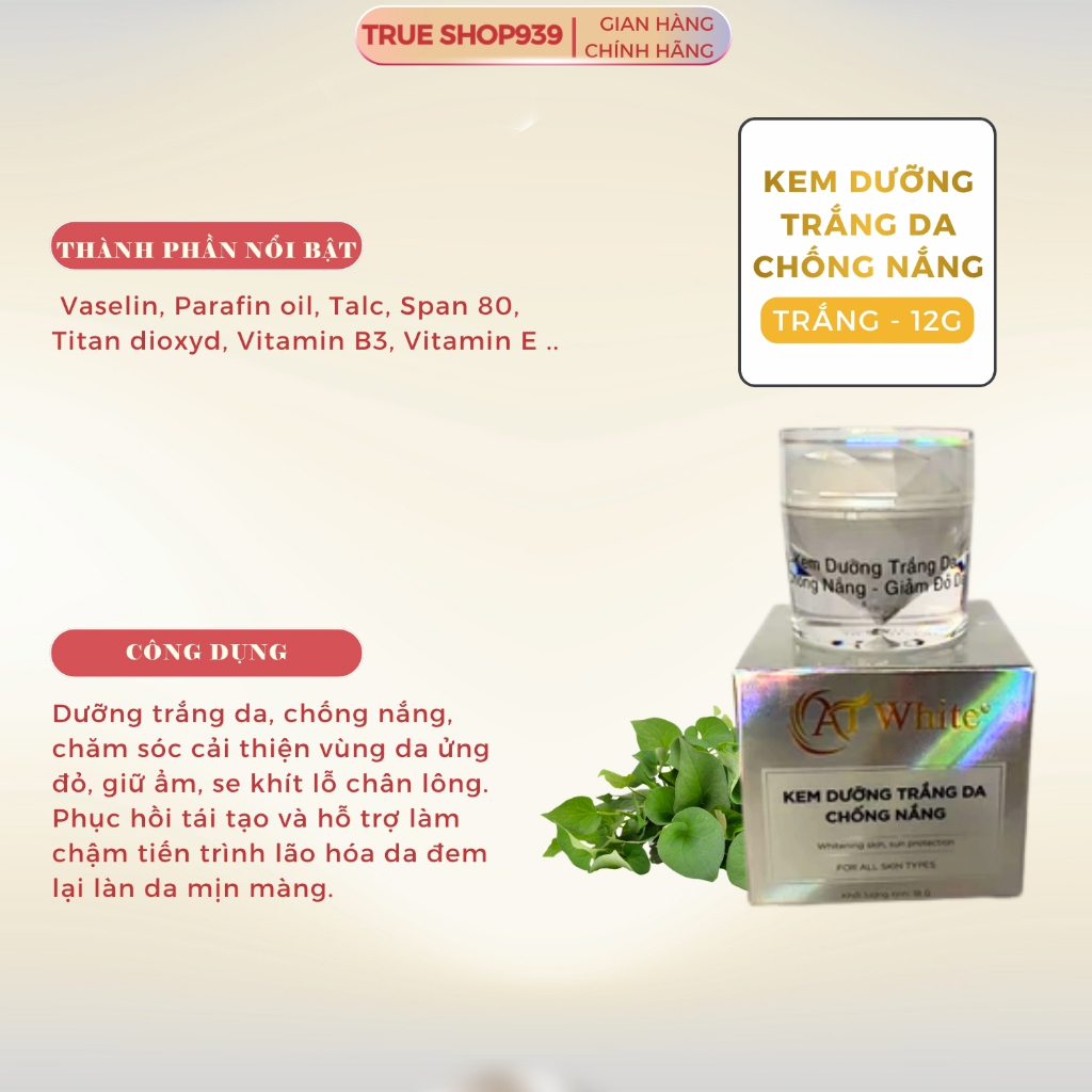Kem dưỡng trắng da AT WHITE Ngừa mụn, mờ thâm nám, ngừa lão hóa 12G